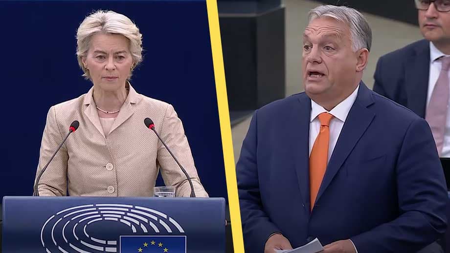 VIDEO: Se när EU-bossen ryker ihop med Viktor Orban