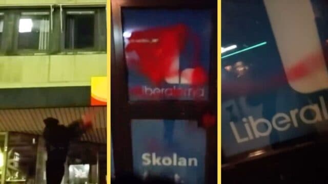 Artikelbild för artikeln: VIDEO: Pro-palestinsk attack mot Liberalernas kontor